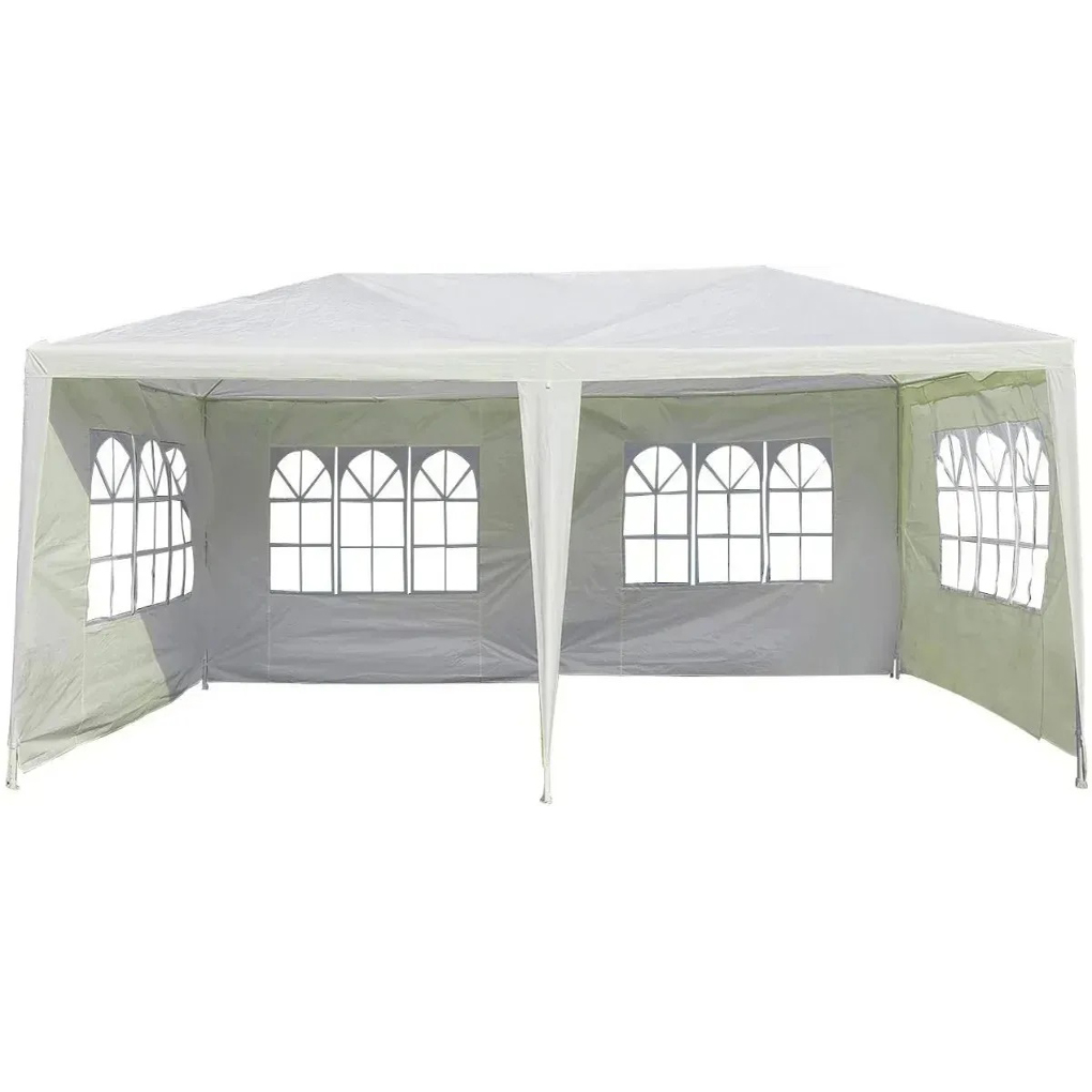 Toldo Carpa De 6x3 Mts Con Paredes Laterales Ventanas Fiesta Blanco