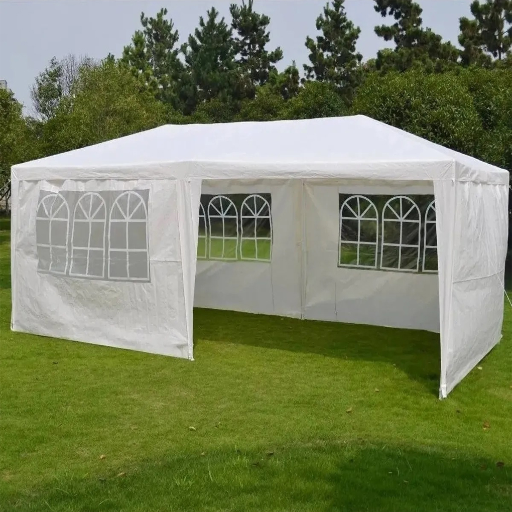 Toldo Carpa De 6x3 Mts Con Paredes Laterales Ventanas Fiesta Blanco