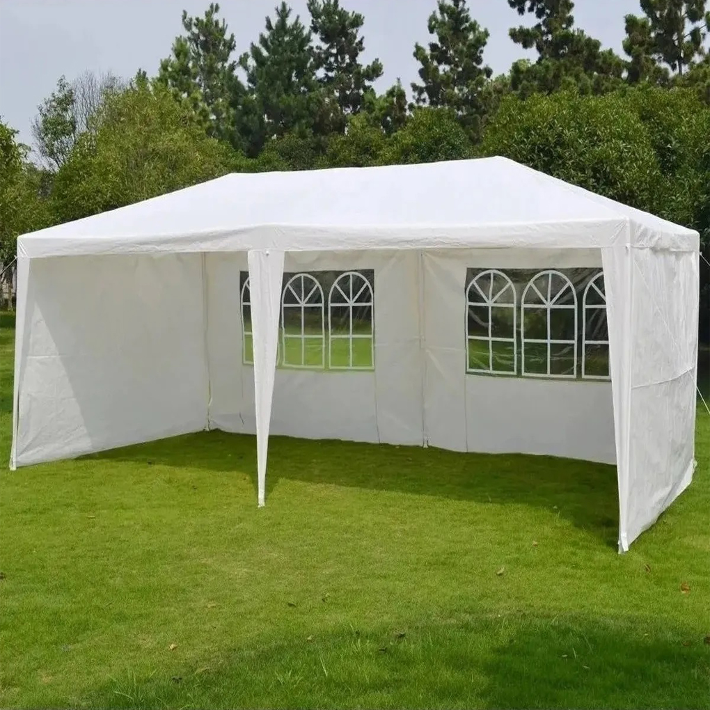 Toldo Carpa De 6x3 Mts Con Paredes Laterales Ventanas Fiesta Blanco