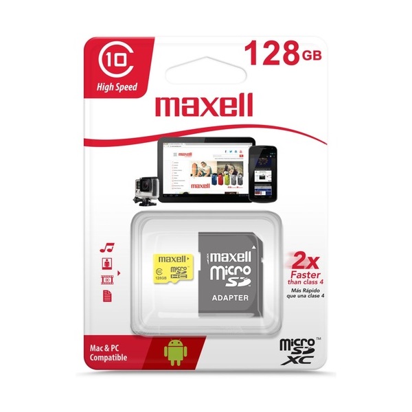 Maxell Memoria Flash 347521 / 128GB MicroSDXC / Clase 10 / con Adaptador