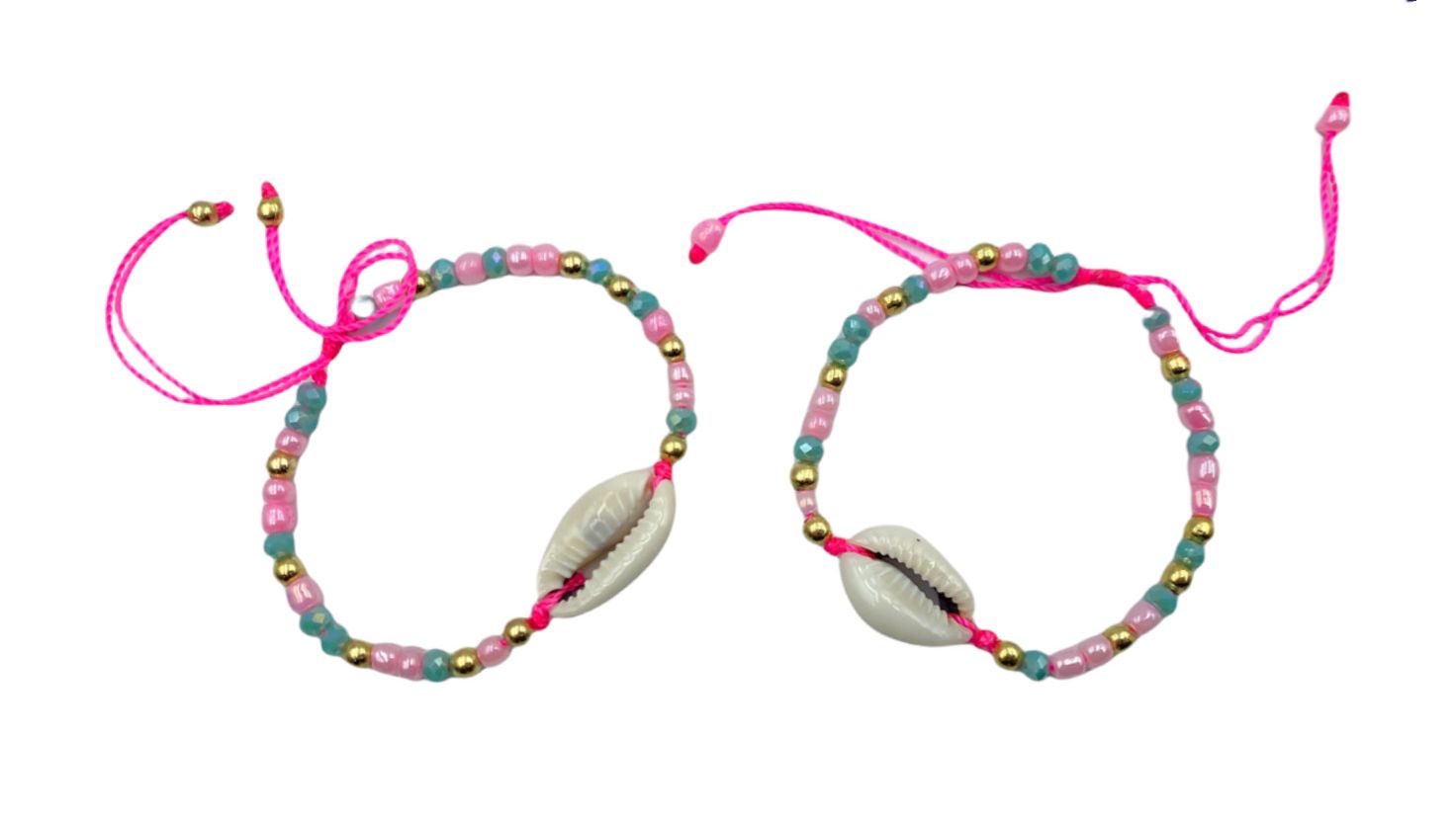 PULSERAS DUO CARACOL PIEDRITAS DE COLORES