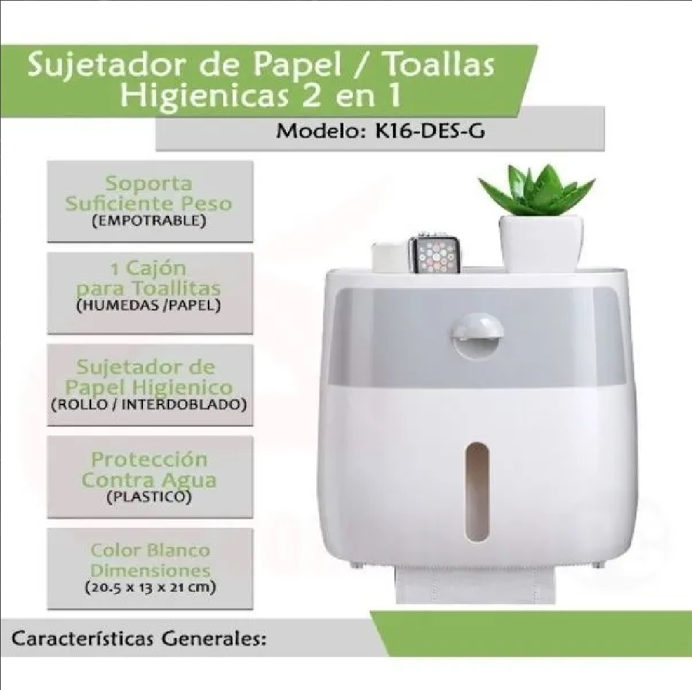 Dispensador Despachador De Papel 2 En 1 Toallas Y Rollo