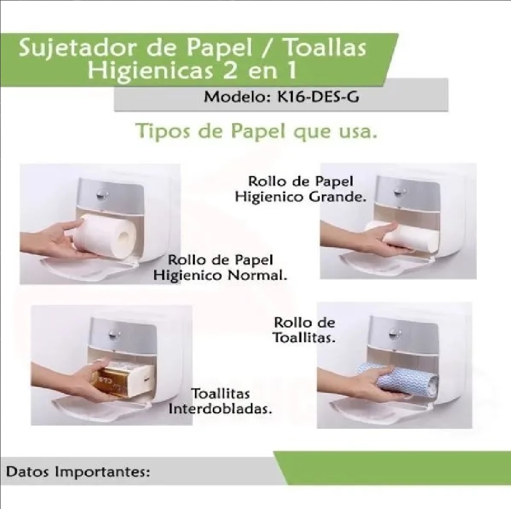 Dispensador Despachador De Papel 2 En 1 Toallas Y Rollo