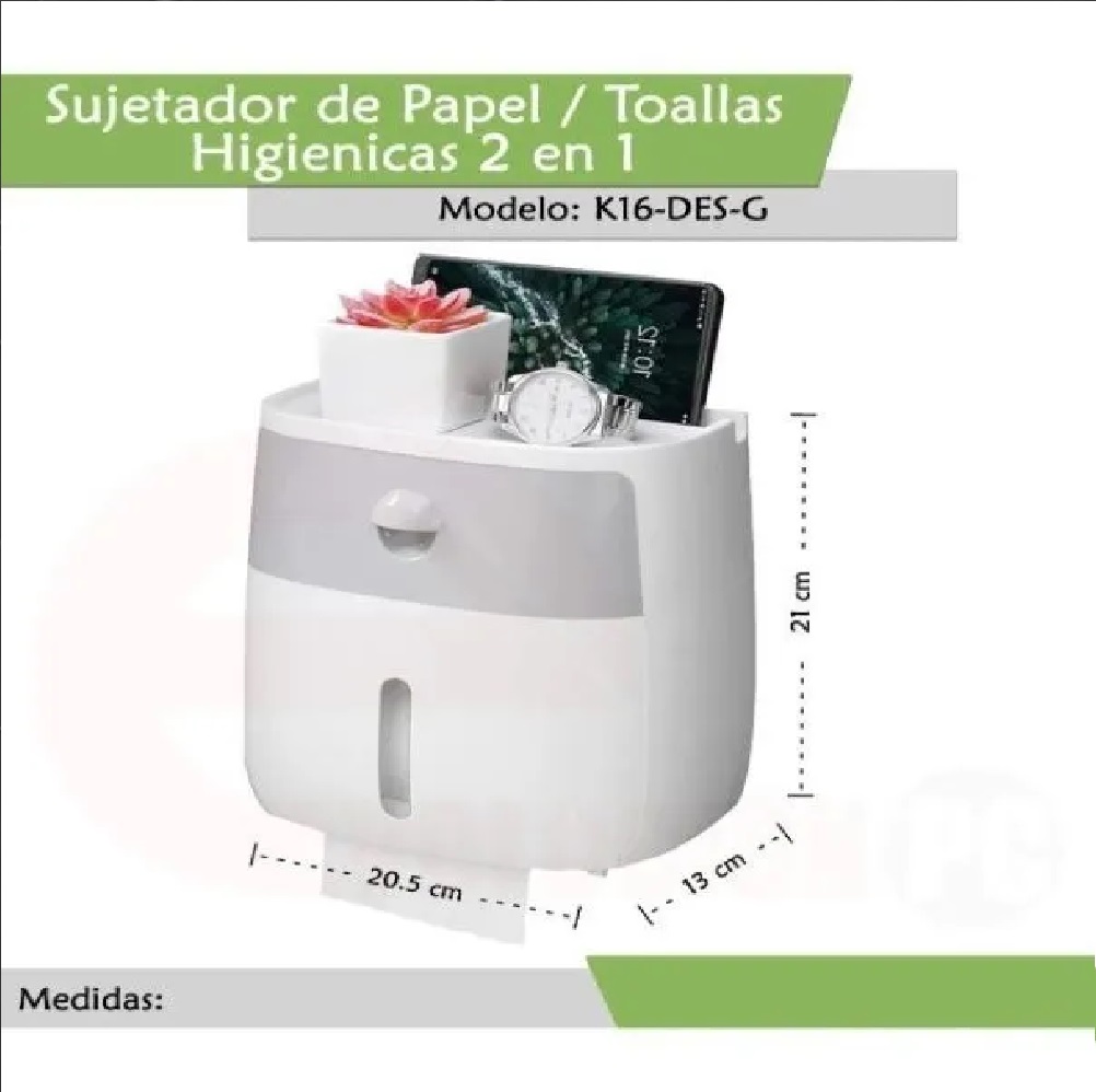 Dispensador Despachador De Papel 2 En 1 Toallas Y Rollo