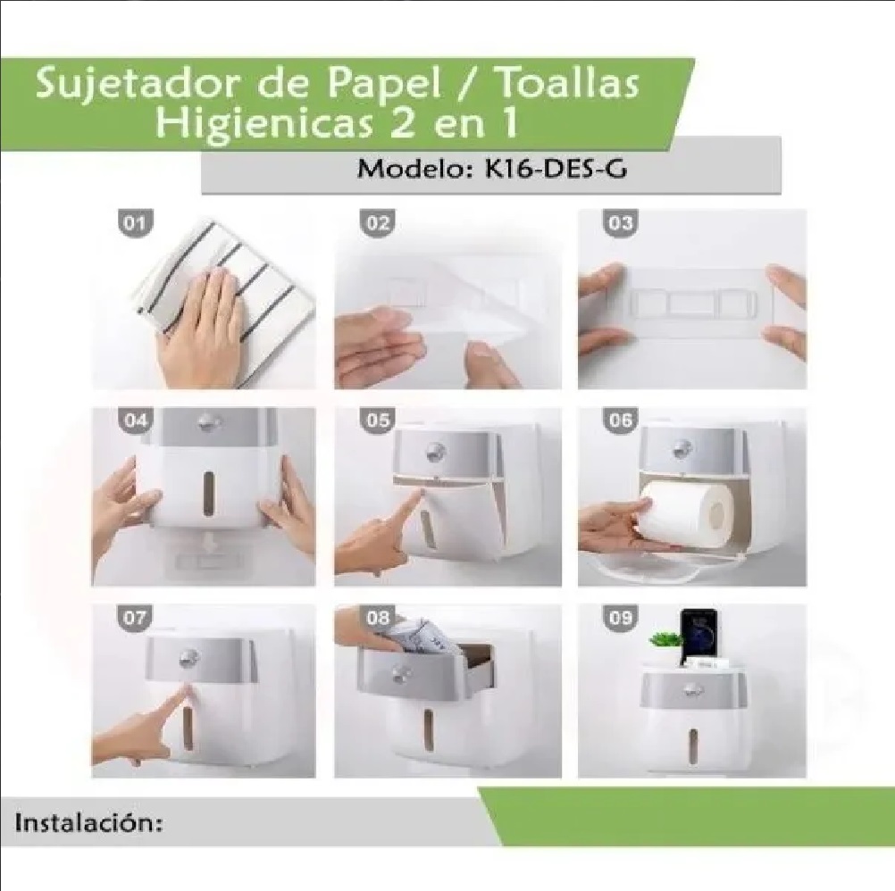 Dispensador Despachador De Papel 2 En 1 Toallas Y Rollo