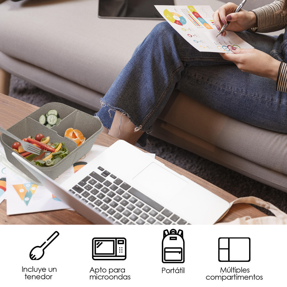 Topper Ecológico Lo Necesito 3 Compartimentos Incluye Tenedor 