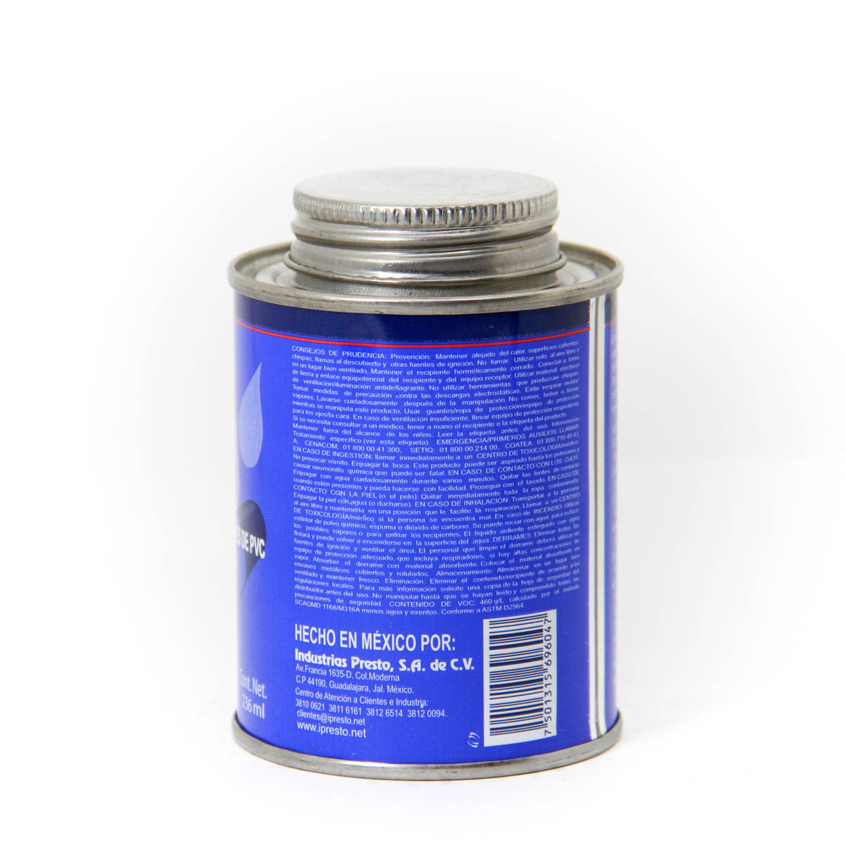 Pegamento para tuberias color azul -wet blue lata 236 ml