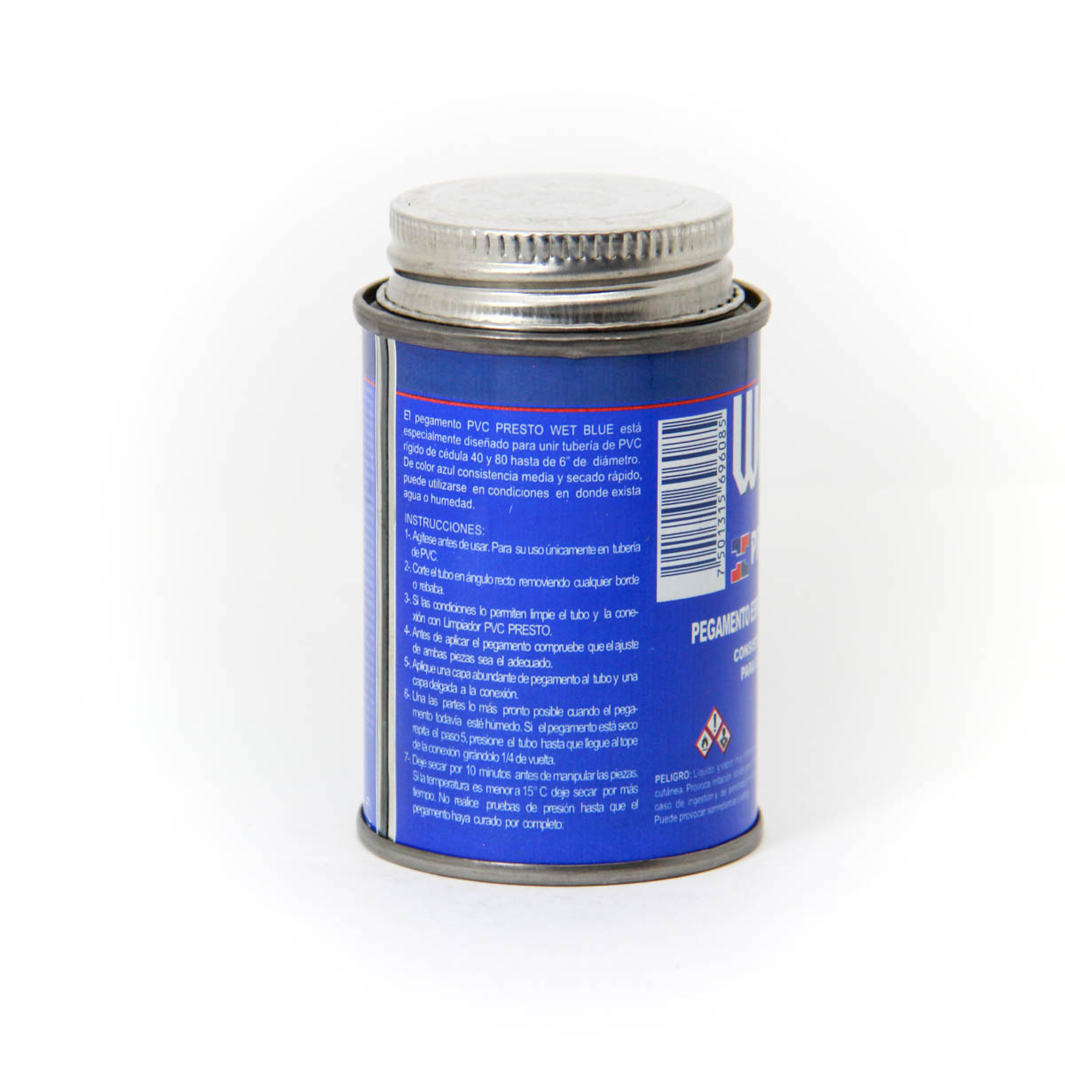 Pegamento para tuberias color azul -wet blue lata 118 ml