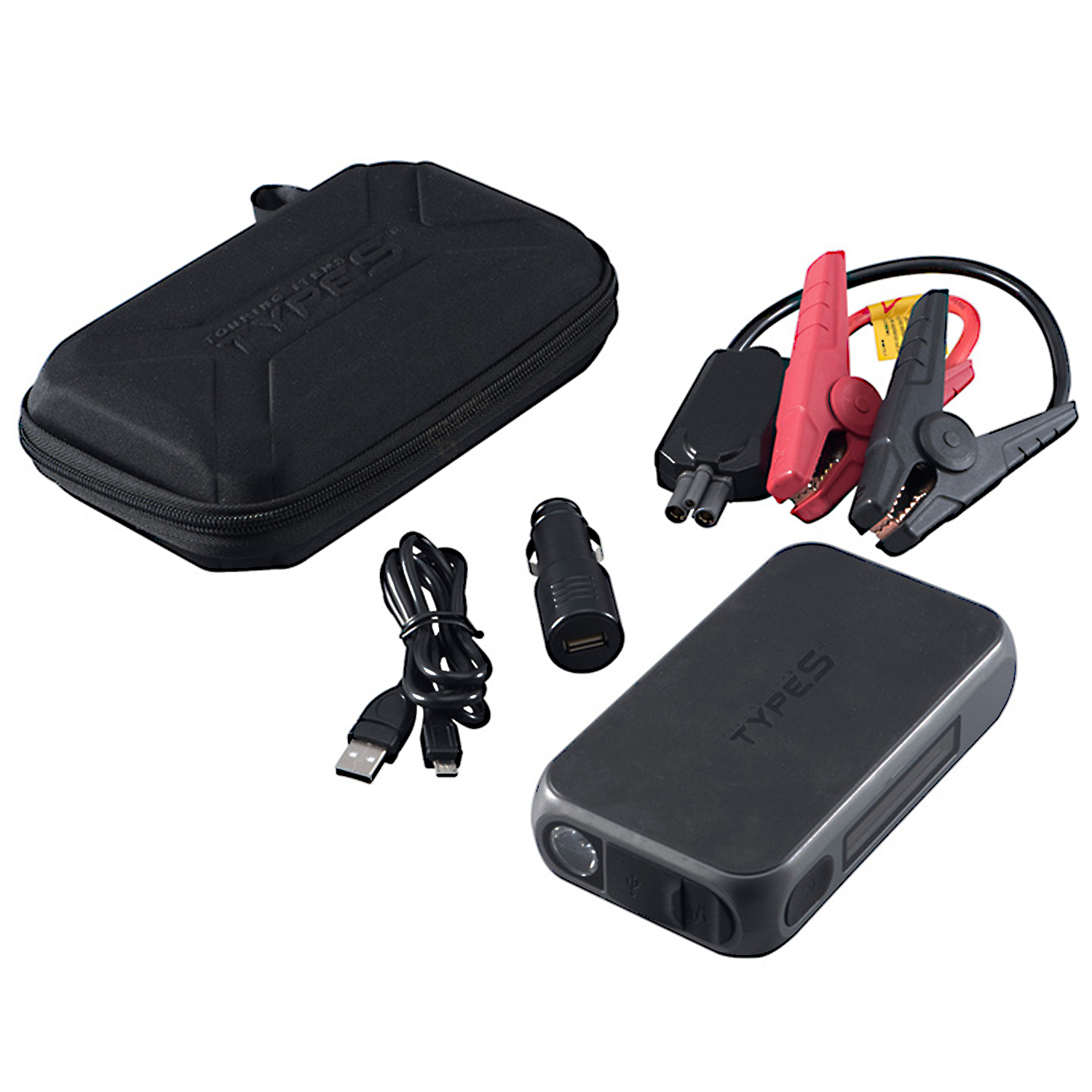 TYPES ARRANCADOR PARA AUTOMÓVIL Y BATERÍA PORTÁTIL