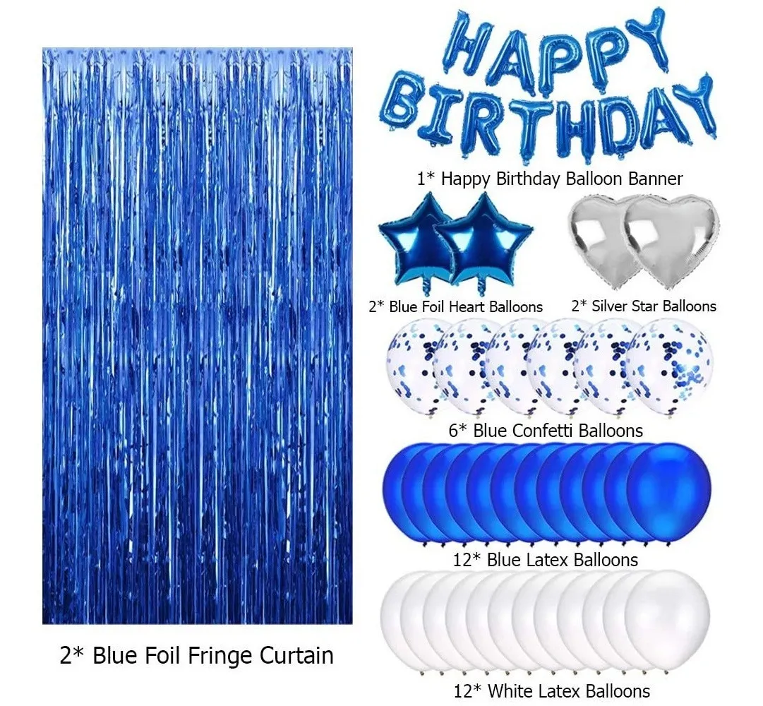 Juego De Globos Para Decoración De Fiesta De Cumpleaños Azul