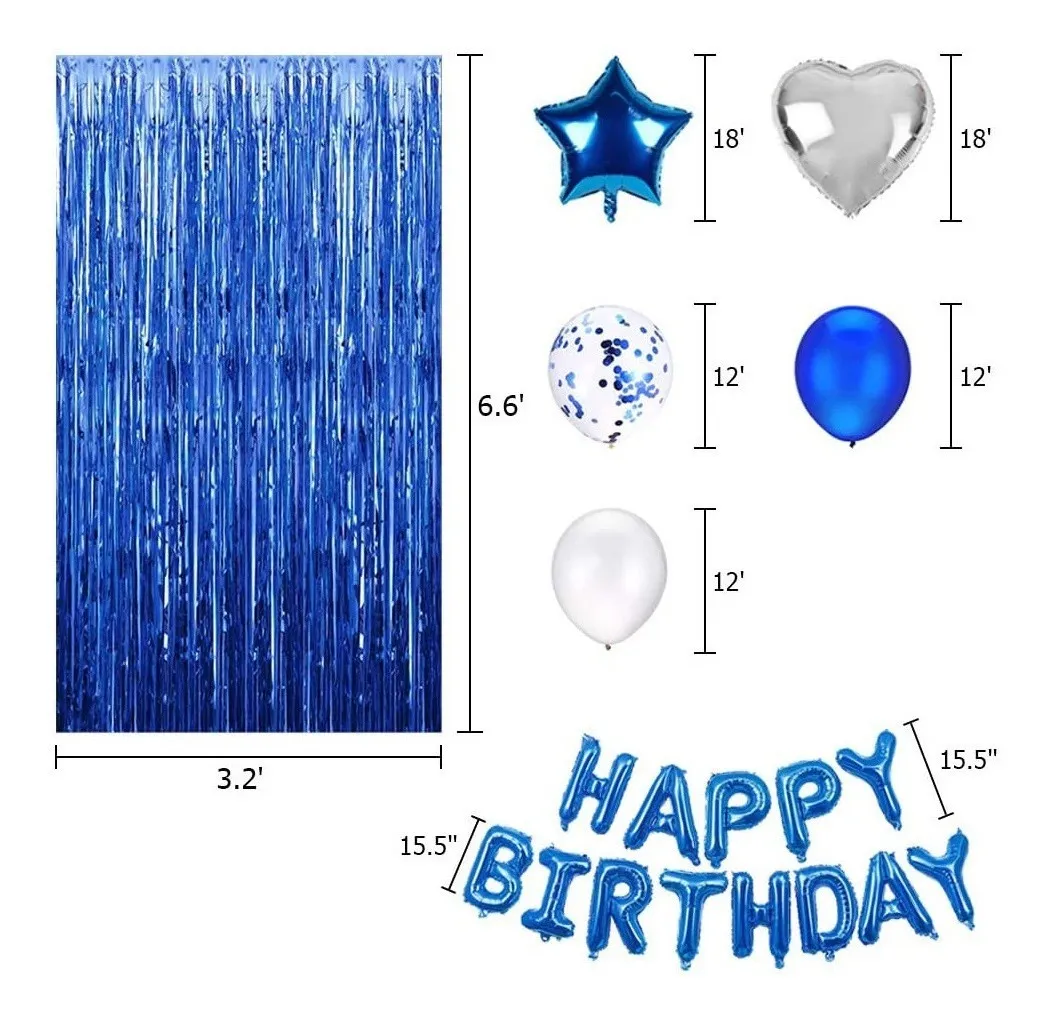 Juego De Globos Para Decoración De Fiesta De Cumpleaños Azul