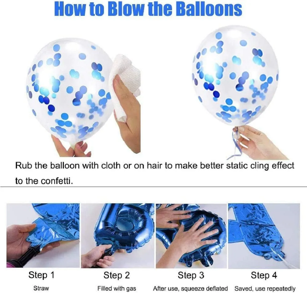 Juego De Globos Para Decoración De Fiesta De Cumpleaños Azul