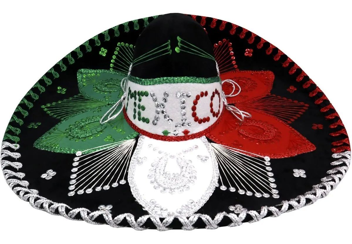 Sombrero Unisex Charro Mariachi Tricolor De Terciopelo Viva México 