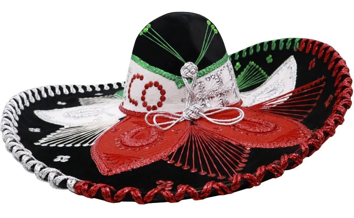 Sombrero Unisex Charro Mariachi Tricolor De Terciopelo Viva México 