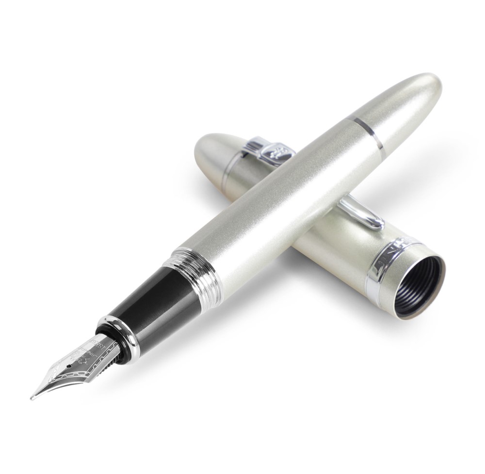 Pluma Fuente Bolígrafo Marca Jinhao Mod 159 Color Plateado