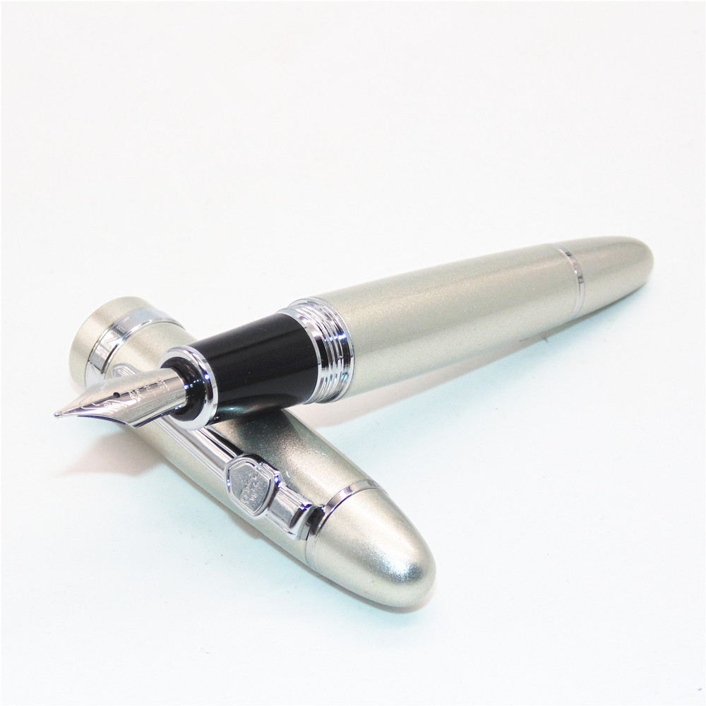 Pluma Fuente Bolígrafo Marca Jinhao Mod 159 Color Plateado