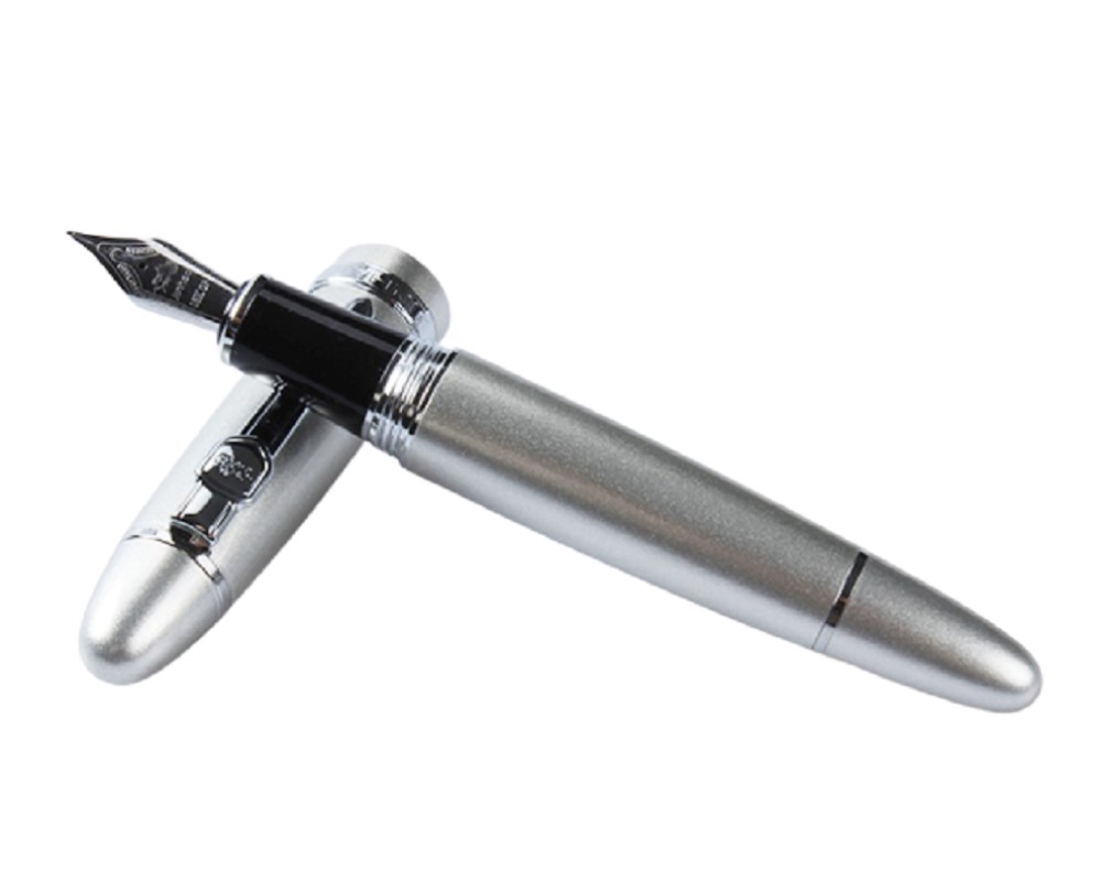 Pluma Fuente Bolígrafo Marca Jinhao Mod 159 Color Plateado