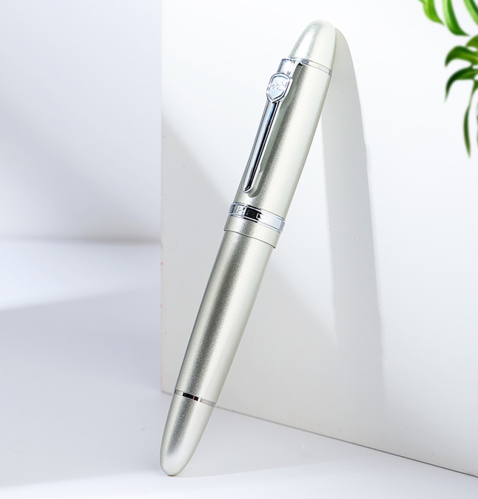 Pluma Fuente Bolígrafo Marca Jinhao Mod 159 Color Plateado
