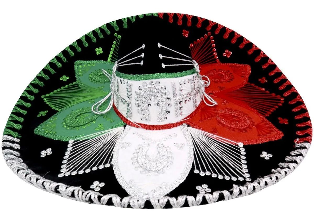 Sombrero Unisex Charro Mariachi Tricolor De Terciopelo Viva México Herradura