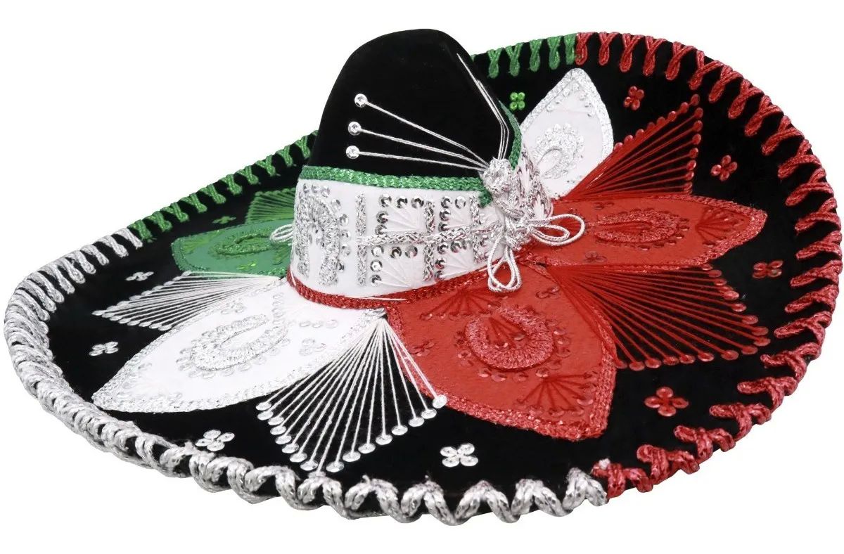 Sombrero Unisex Charro Mariachi Tricolor De Terciopelo Viva México Herradura