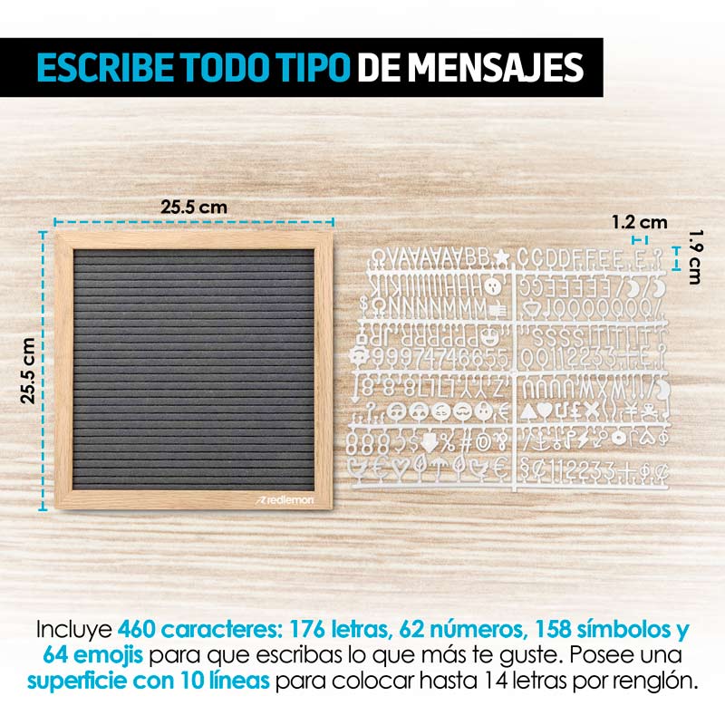 Pizarrón de Madera Letrero Vintage Letras Números Emojis 460Pz Redlemon