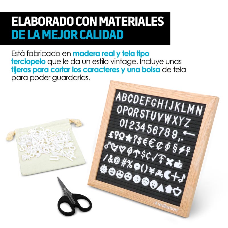 Pizarrón de Madera Letrero Vintage Letras Números Emojis 460Pz Redlemon