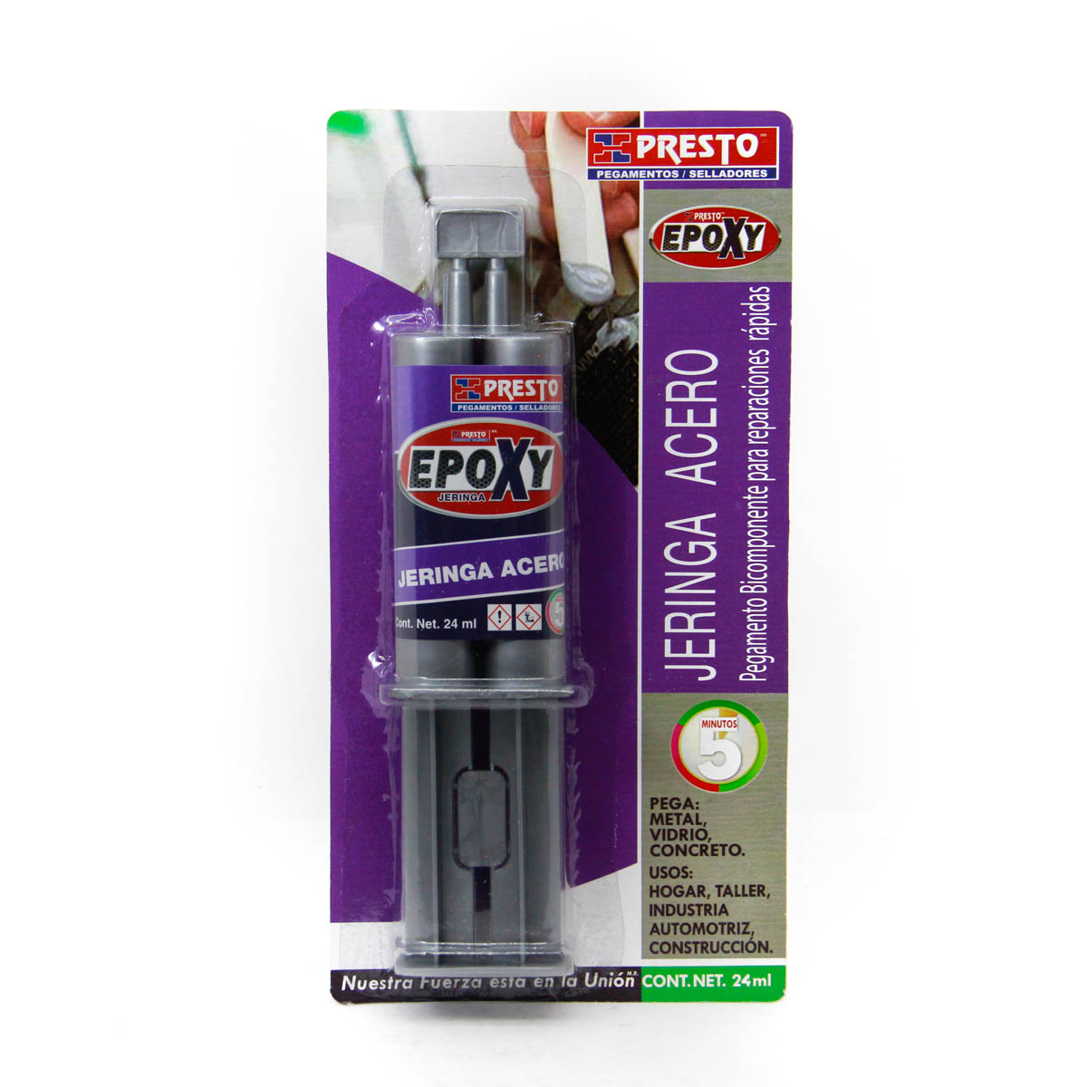 Jeringa epoxica - Presto Epoxico Acero Jeringa 5min 24ml
