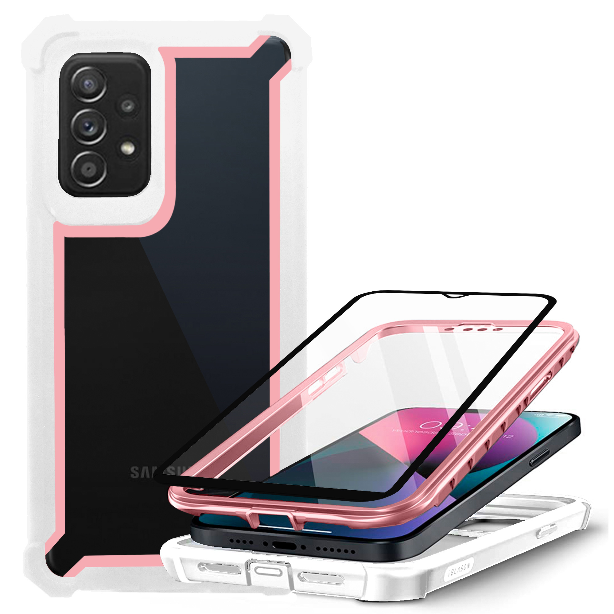 Funda de Uso Rudo 360 Atti TOUGH 360  Para SAMSUNG A52 Mas Mica 9D Blanco