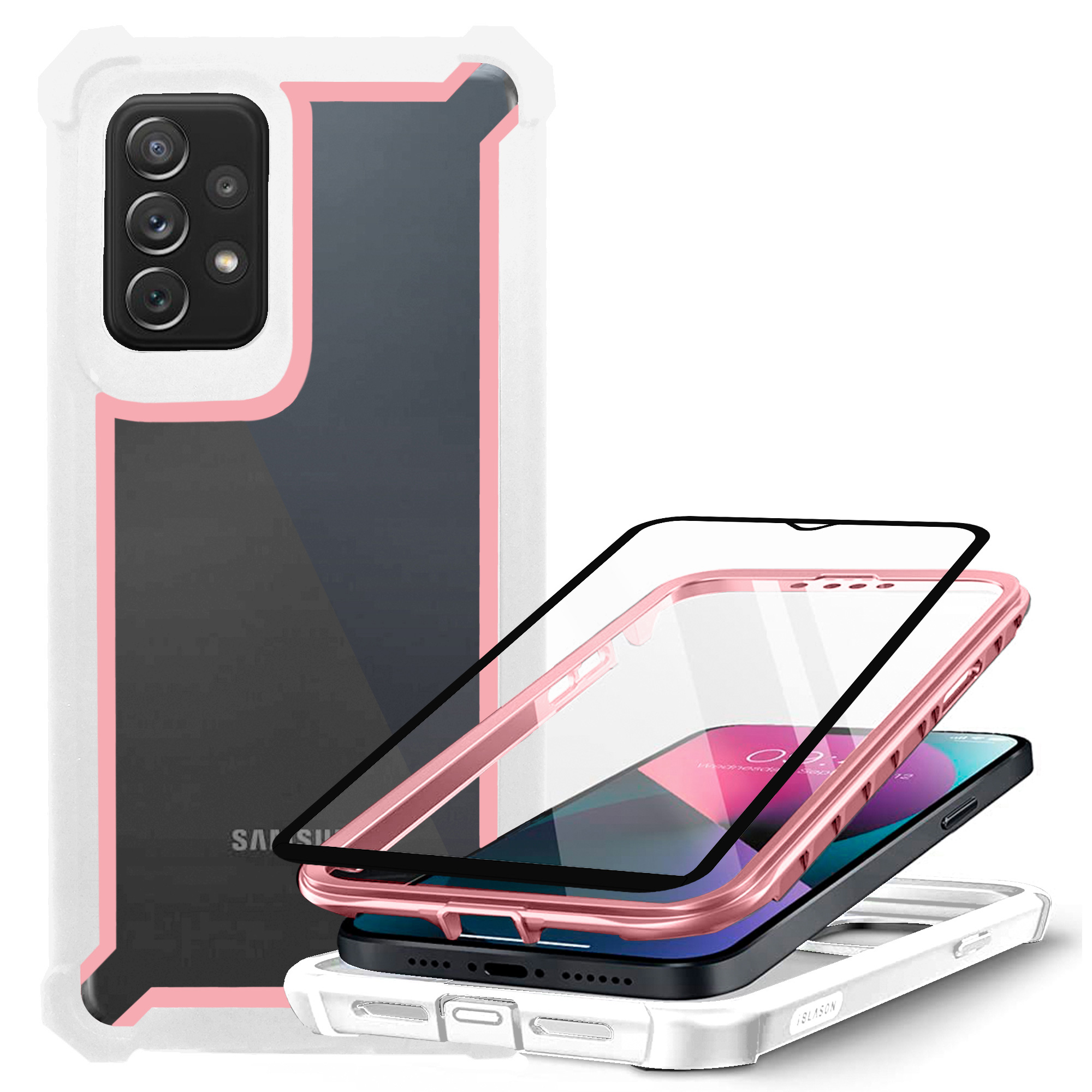 Funda de Uso Rudo 360 Atti TOUGH 360  Para SAMSUNG A32 4g Mas Mica 9D Blanco