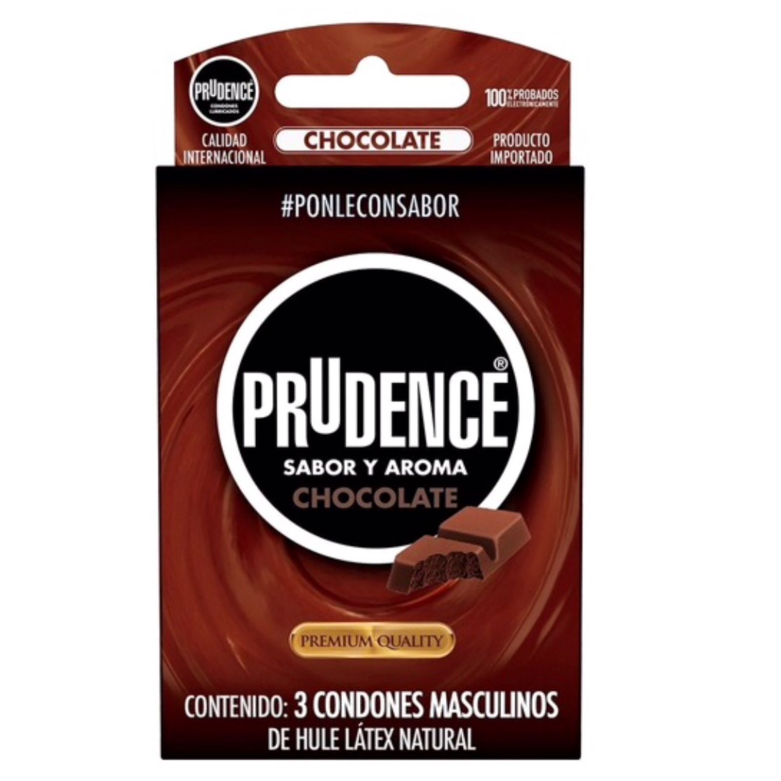 Preservativos Prudence, Lubricados, Sabor y Aroma Chocolate (3 piezas con 3)