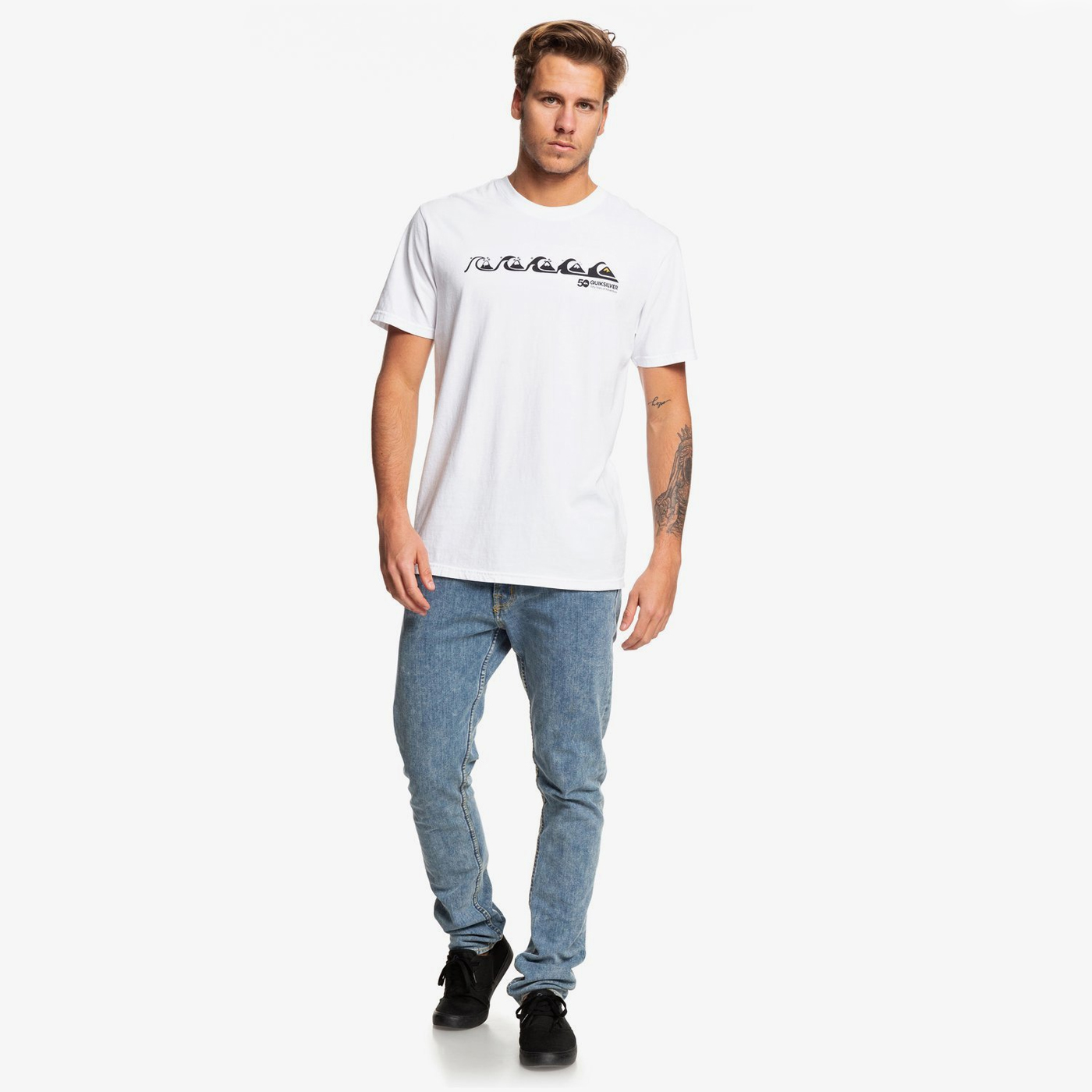 Playera Quiksilver Hombre Blanco Omni Logo EQYZT05335WBB0