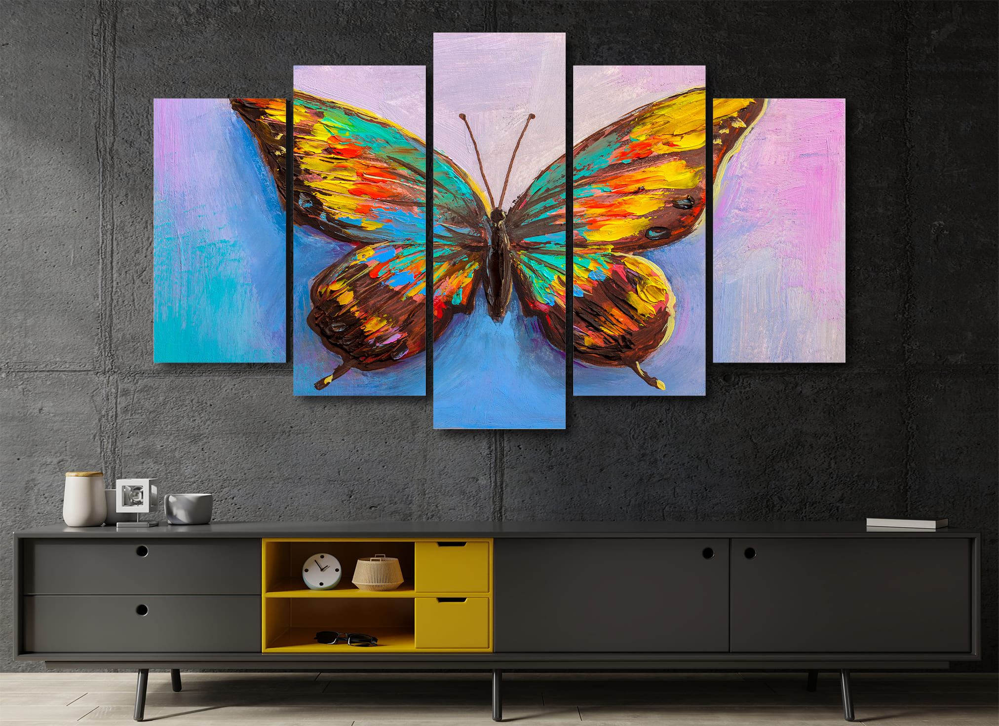 Cuadro Decorativo Animales Mariposa WorkArt 100x60cm 5pzs Cuadros MX