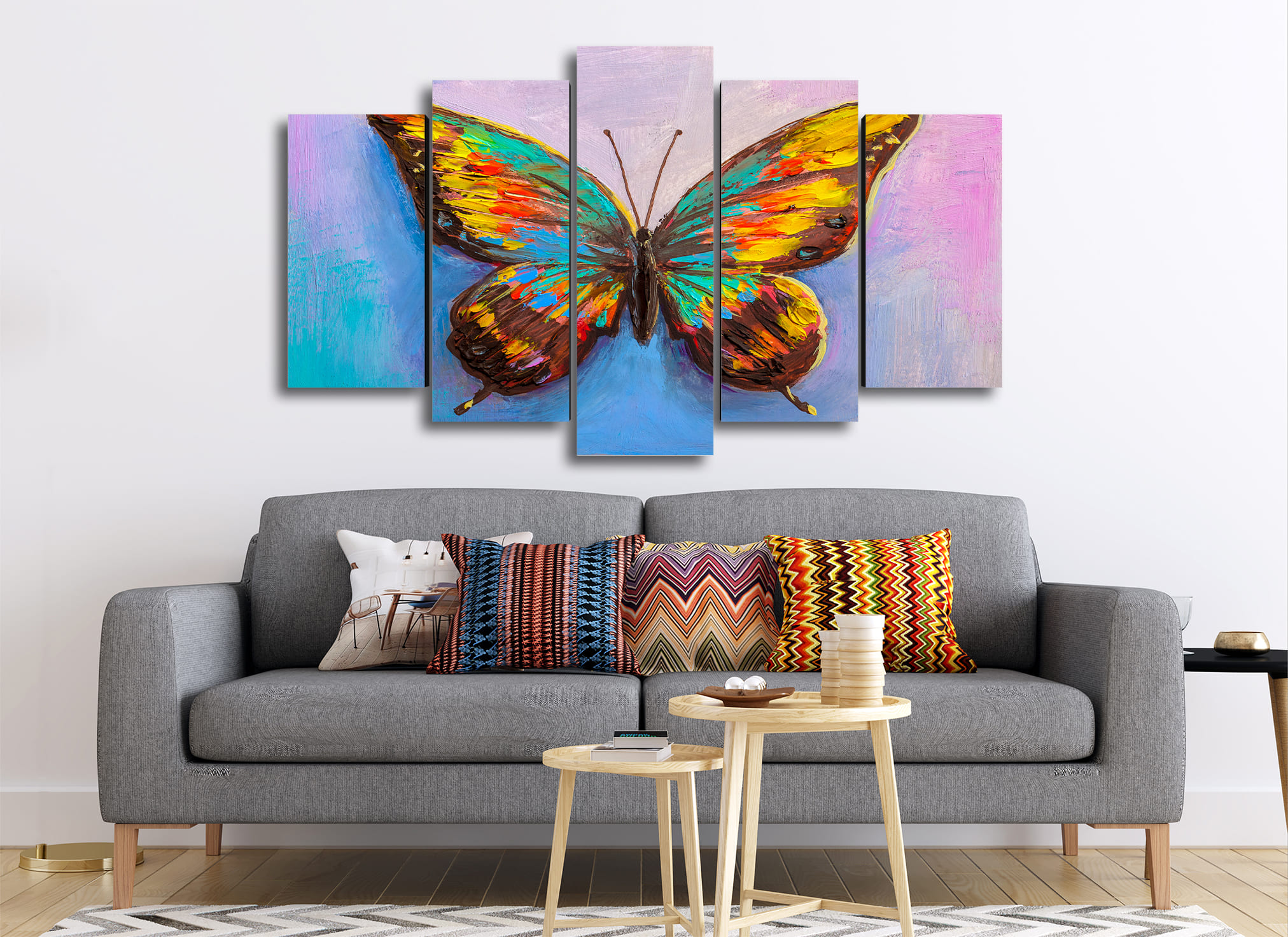 Cuadro Decorativo Animales Mariposa WorkArt 100x60cm 5pzs Cuadros MX