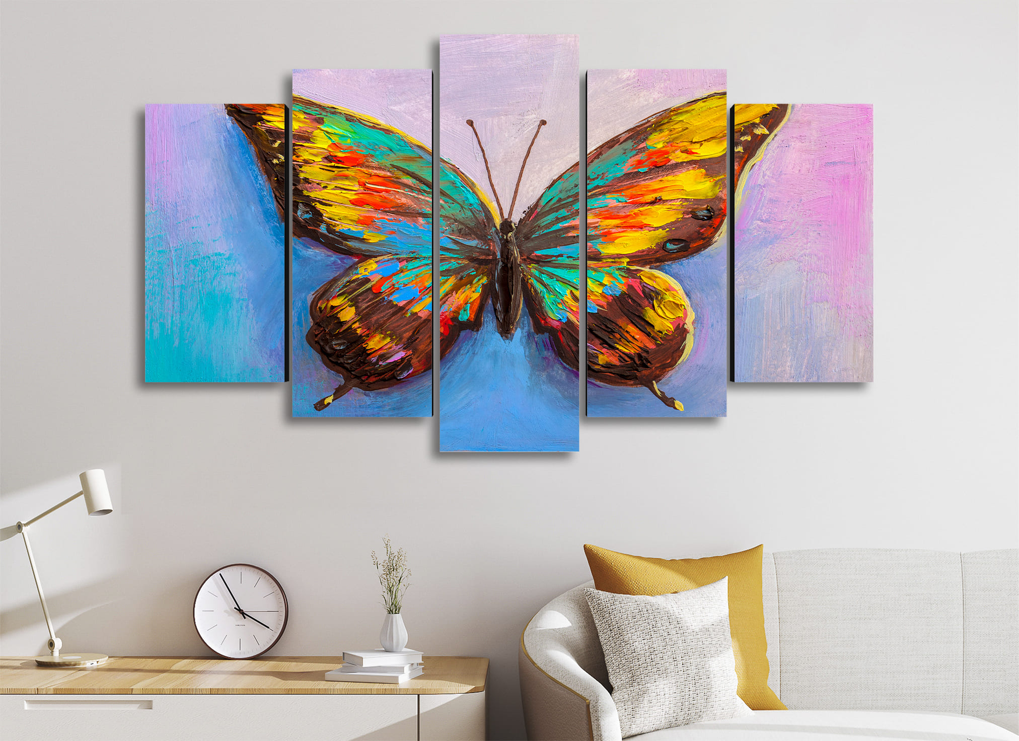 Cuadro Decorativo Animales Mariposa WorkArt 100x60cm 5pzs Cuadros MX