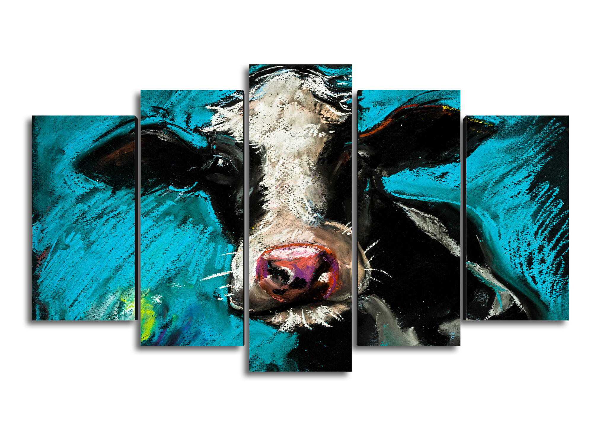 Cuadro Decorativo Animales Vaca Lechera 100x60cm 5pzs Cuadros MX