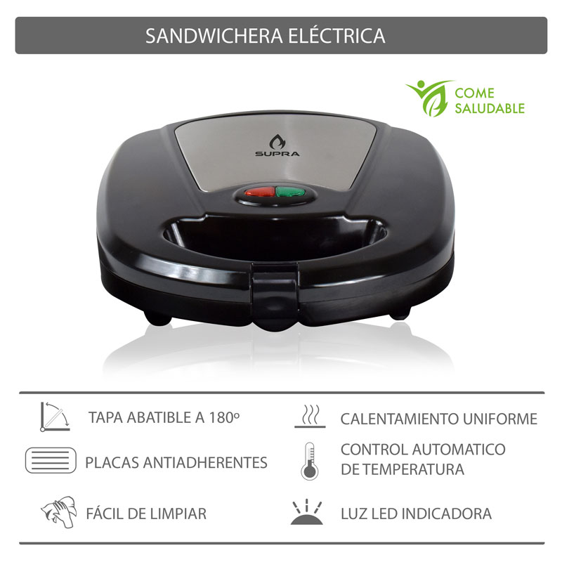 SANDWICHERA GRILL 3 EN 1 SUPRA COLOR NEGRO