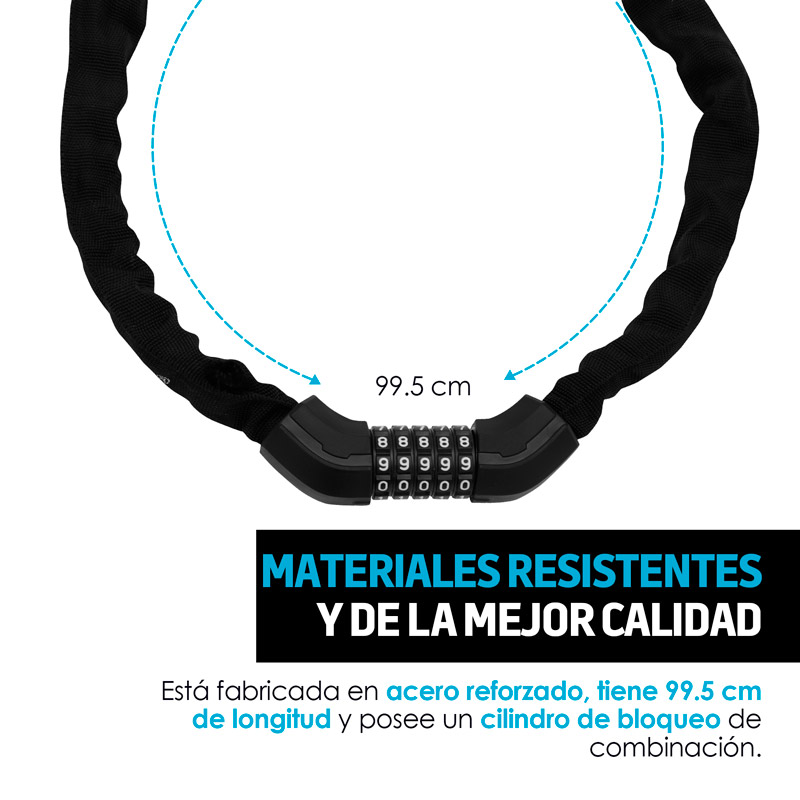 Candado de Combinación para Bicicleta Resistente al Agua (99 cm) Redlemon