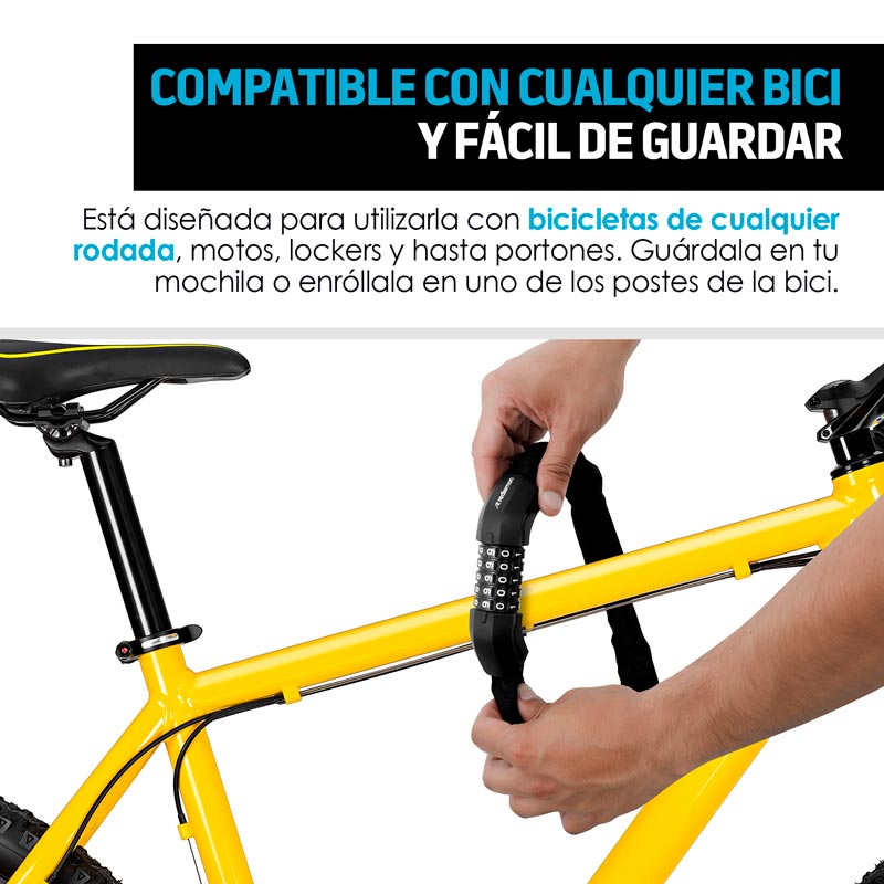 Candado de Combinación para Bicicleta Resistente al Agua (99 cm) Redlemon