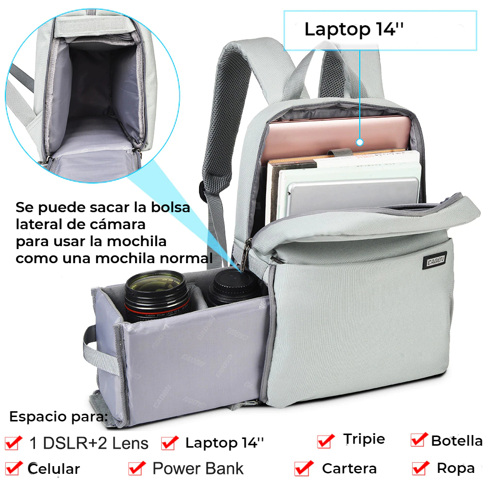 Mochila Profesional Para Cámara Dslr Gran Diseño, Resistente