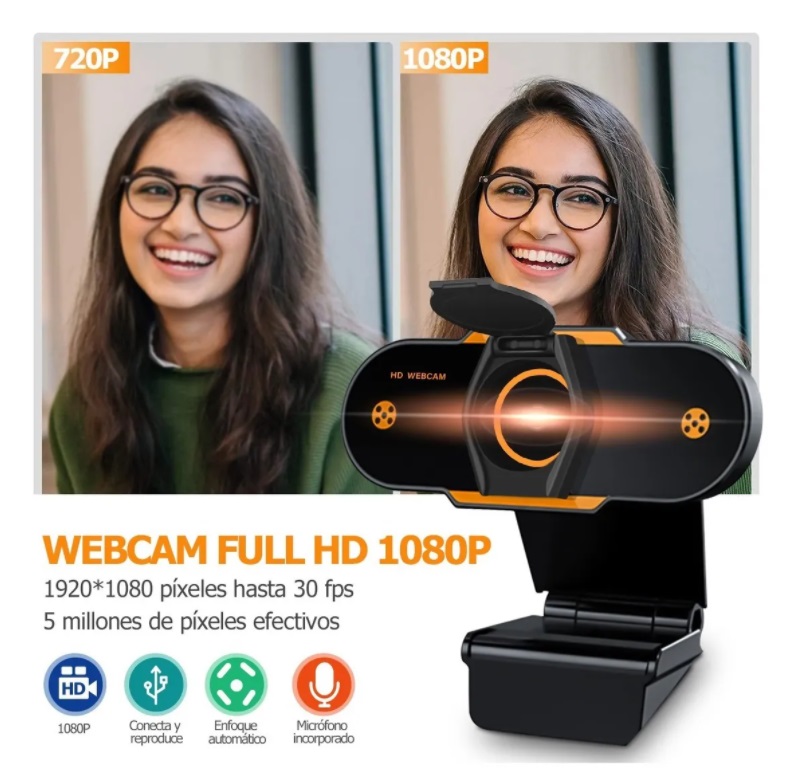Configuracion de Microfono Incorporado Webcam HD 720P 
