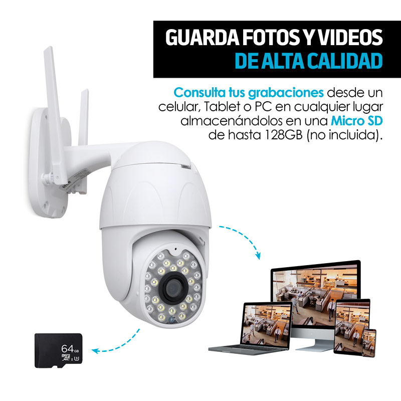 Cámara de Seguridad para Exterior WiFi HD Visión Nocturna Redlemon