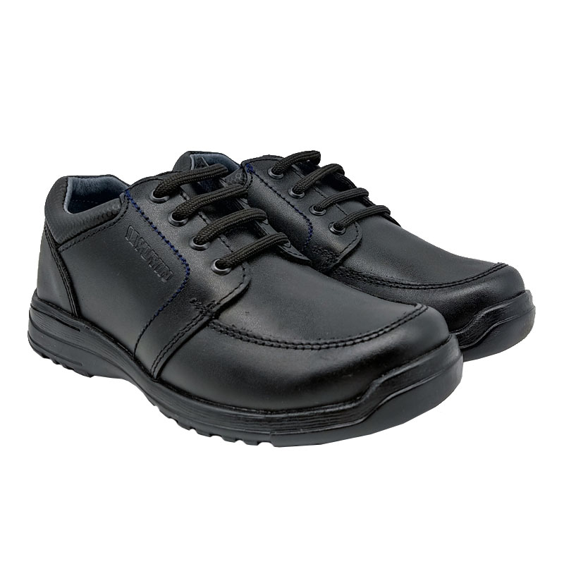 Zapato Escolar Yuyin 29142 Negro Napa Piel Niño Choclo Escuela
