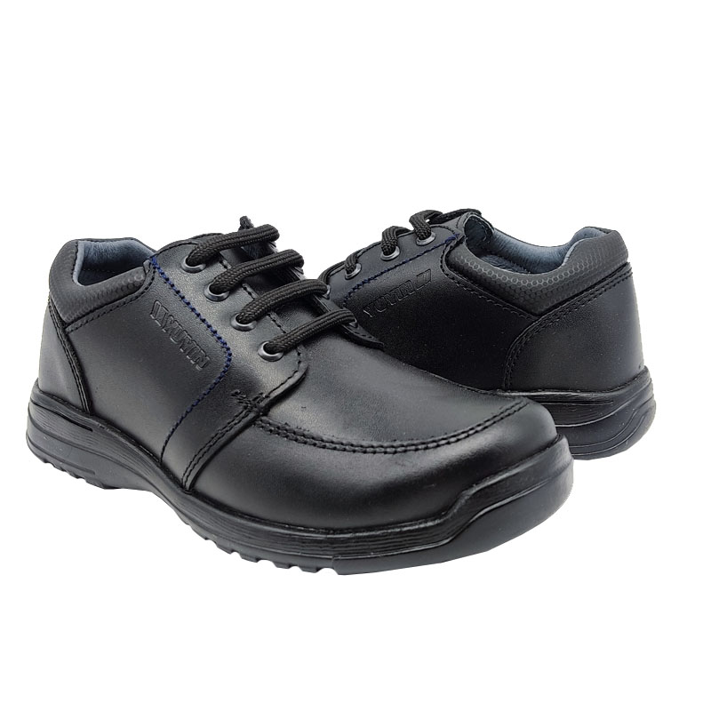 Zapato Escolar Yuyin 29142 Negro Napa Piel Niño Choclo Escuela