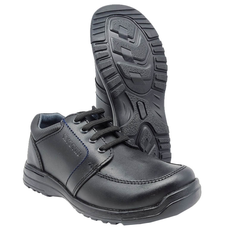 Zapato Escolar Yuyin 29142 Negro Napa Piel Niño Choclo Escuela