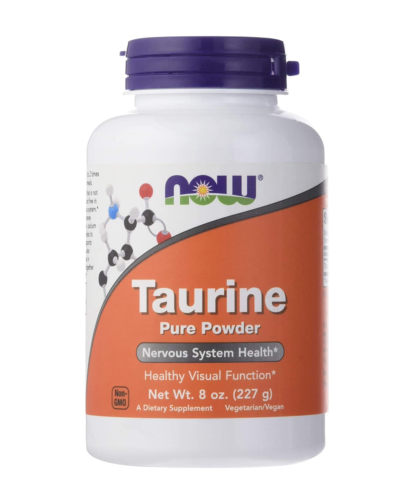 NOW polvo puro de taurina, salud del sistema nervioso aminoácido, 8 onzas