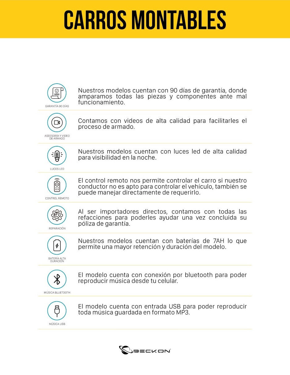 Carro Buggy eléctrico montable con control remoto Beckon Blanco