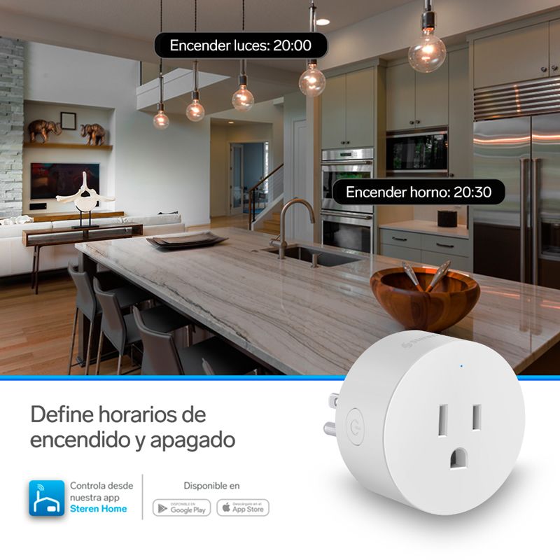 Focos LED RGb Smart WI-FI y Contacto WI-FI Steren Paquete Ilumina tu Casa Smart PK-SH-3CL