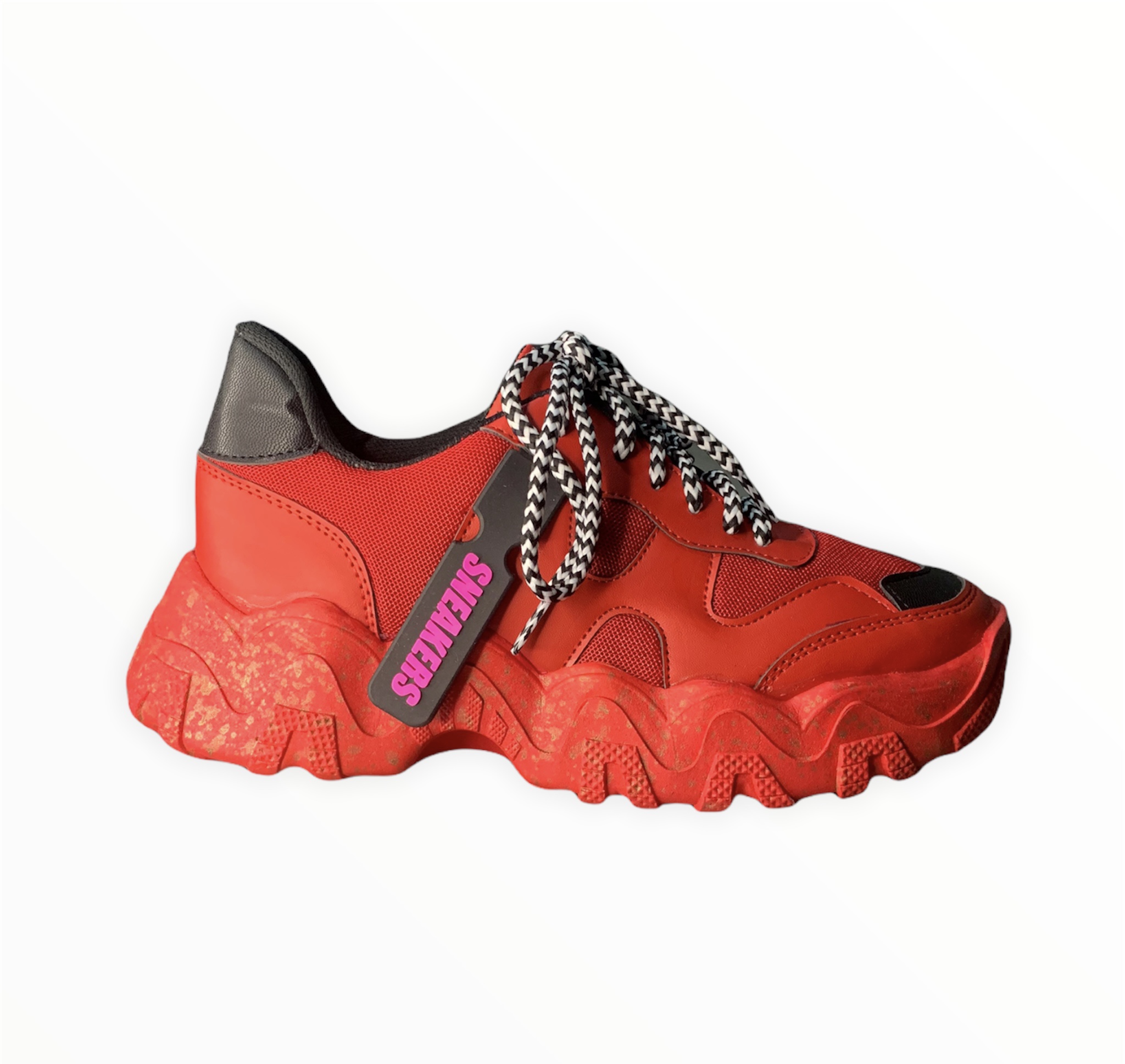 Tenis casuales de Moda Sneakers Magic Hurka Color Rojo con negro para Mujer