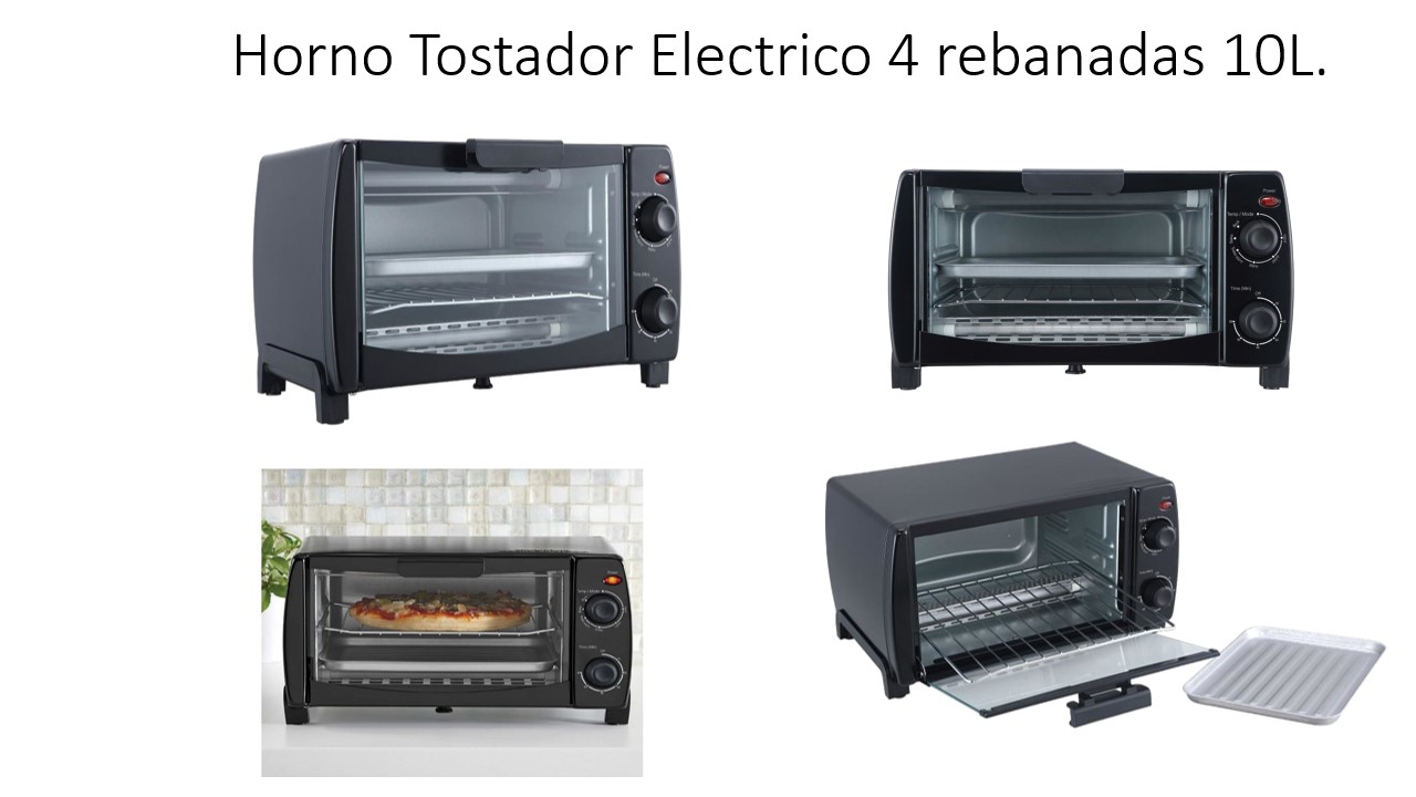 Horno Tostador Electrico 4 Rebanadas 10 L