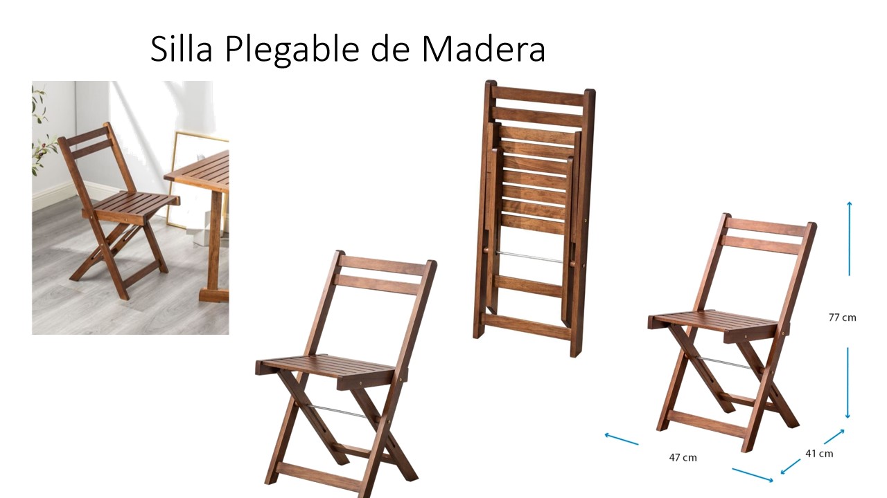 Silla Plegable de Madera Interior y Exterior